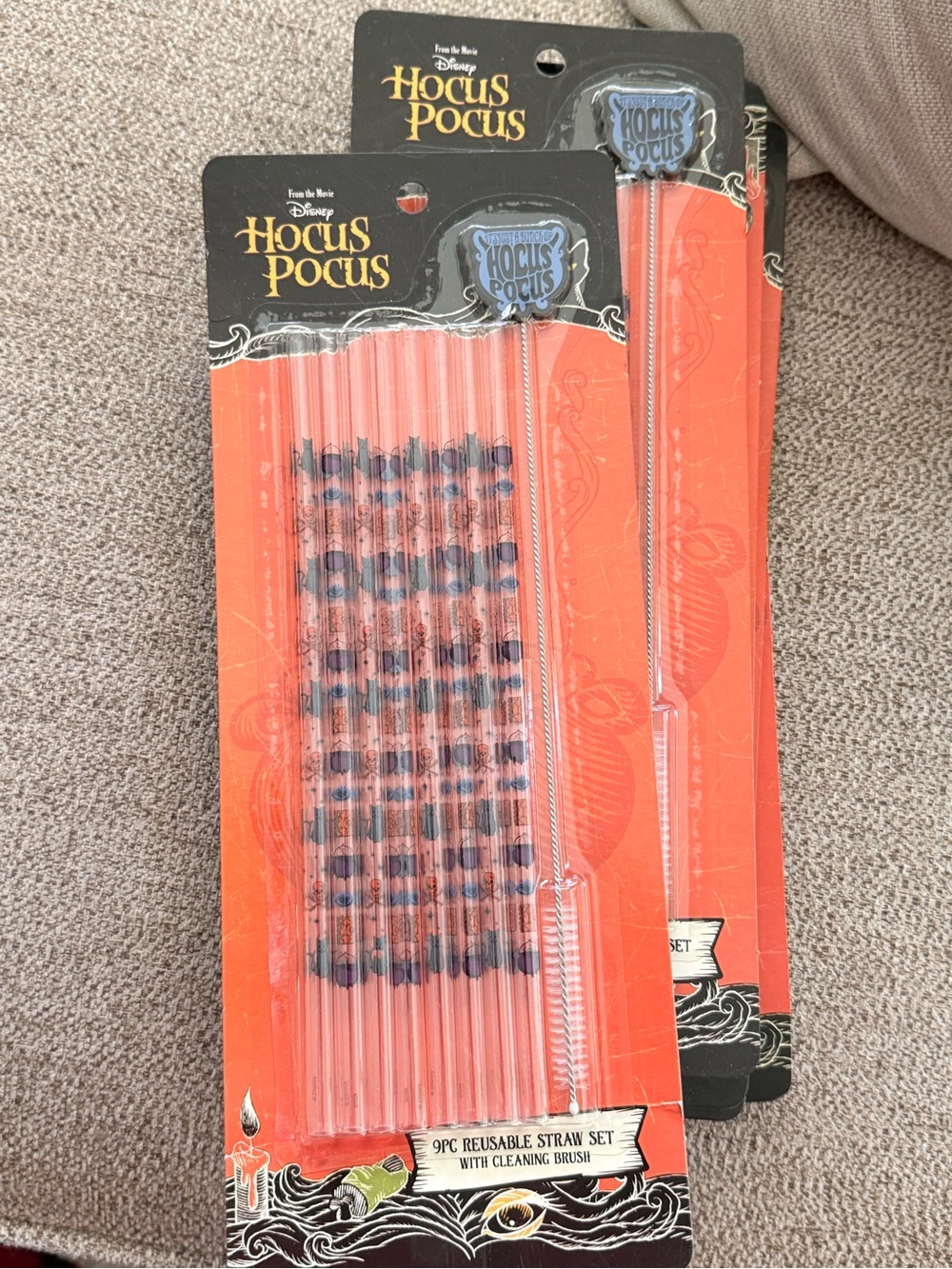 Disney Hocus Pocus Reusable Clear Straws with Orange Backing